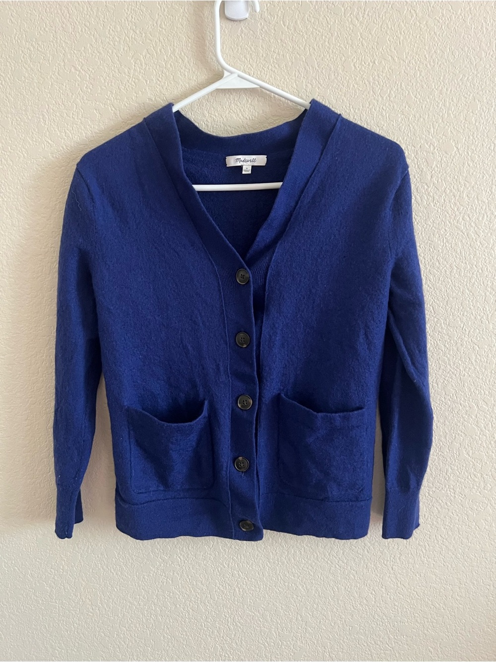 Madewell Deep Blue V-Neck Button Cardigan